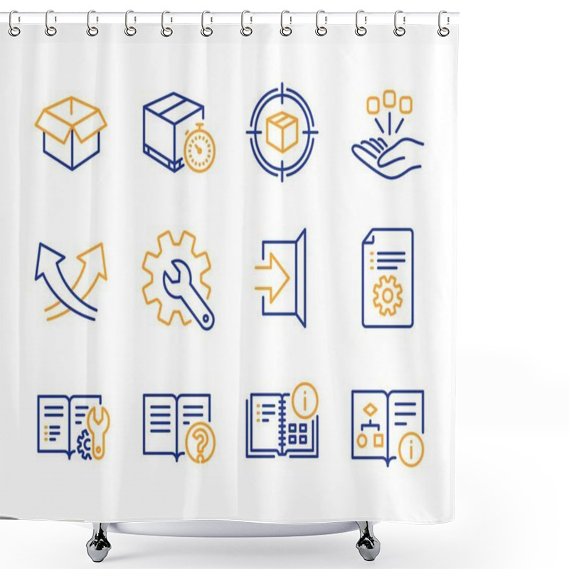 Personality  Exit, Engineering Documentation And Help Icons Set. Vector Shower Curtains