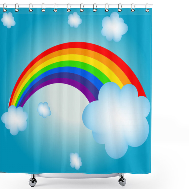 Personality  Cloud, Sun, Rainbow Vector Illustration Background Shower Curtains