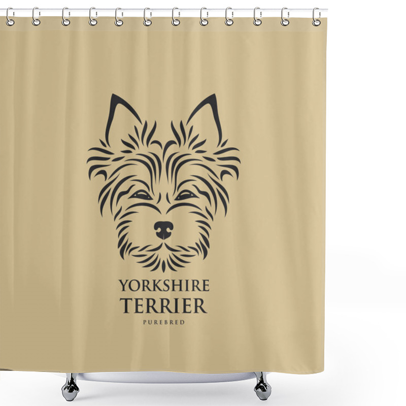 Personality  Monochrome Yorkshire Terrier Muzzle Outline Icon Shower Curtains