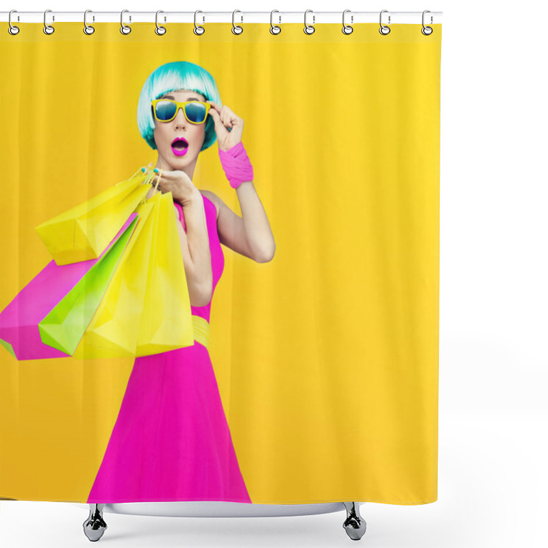 Personality  Shopping Crazy Girl Shower Curtains