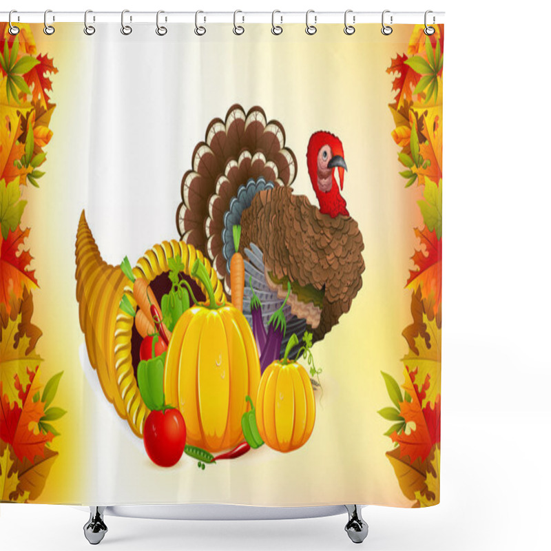 Personality  Thanksgiving Cornucopia With Turkey Shower Curtains