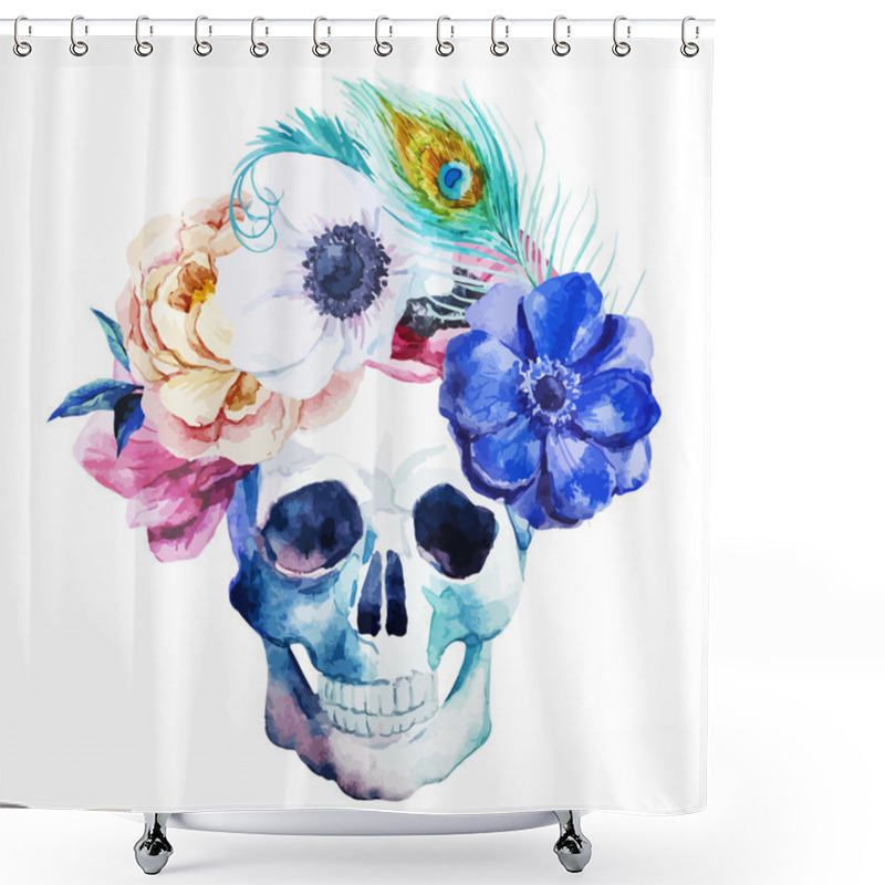 Personality  Anemones And Scull Shower Curtains