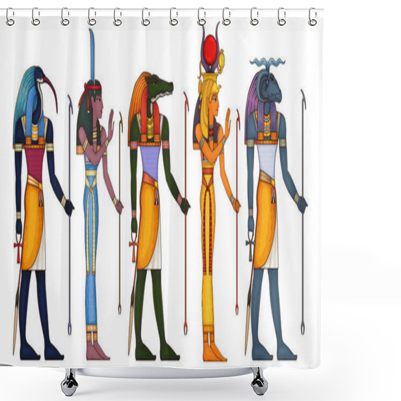 Personality  Egyptian Ancient Symbol.Religion Icon.Egypt Deiteis.Culture.Design Element.Thoth.Khnum.Isis.Sobek.Nut. Shower Curtains