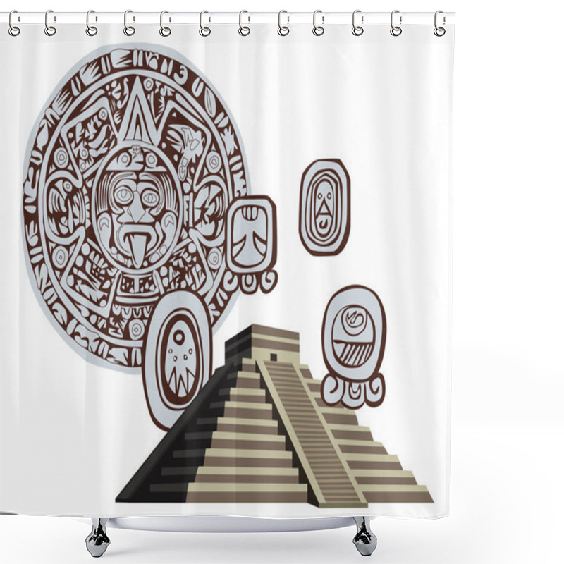 Personality  Antique Mayan Pyramid And Glyphs Shower Curtains