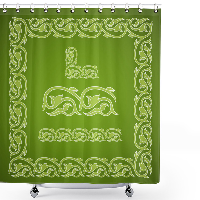 Personality  Floral Square Frame And Elements Shower Curtains