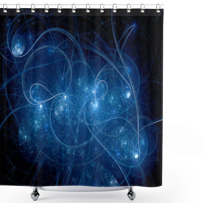 Personality  Blue Glowing Multidimensional Trajectories Shower Curtains