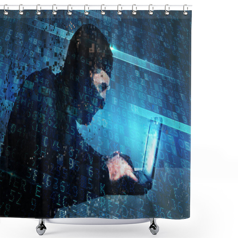 Personality  Hacker Creating  A Backdoor Illegal Access Shower Curtains