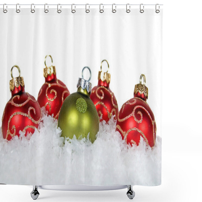 Personality  Holiday Ornaments In Snow Shower Curtains