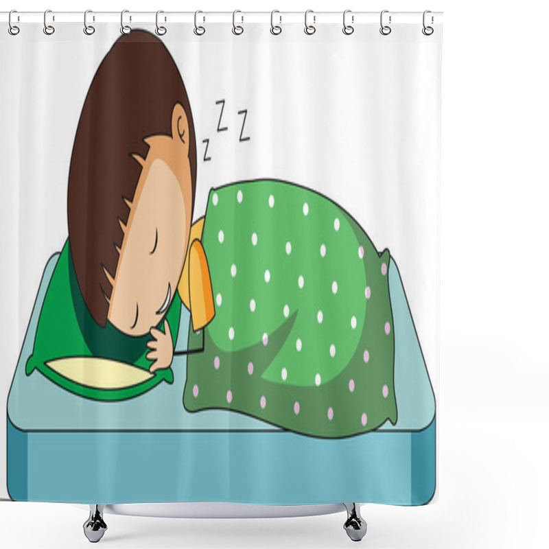 Personality  Little Boy's Sleeping Doodle Cartoon Character Isolated Illustration Shower Curtains