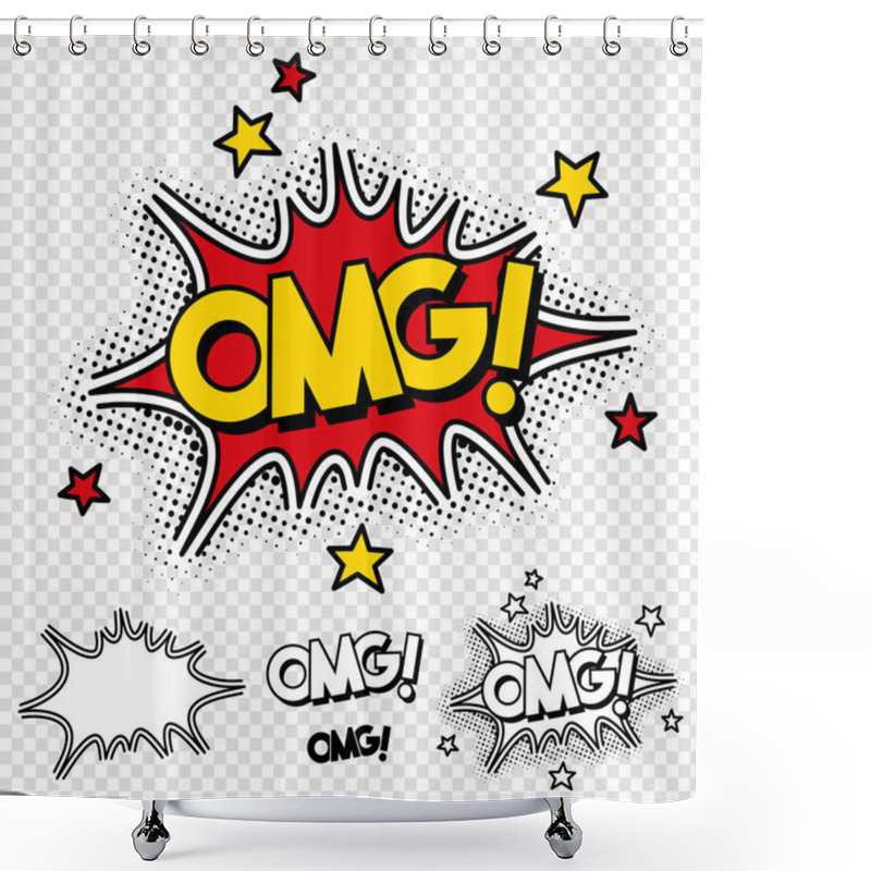 Personality  Vector Oh My God Comic Illustration Shower Curtains