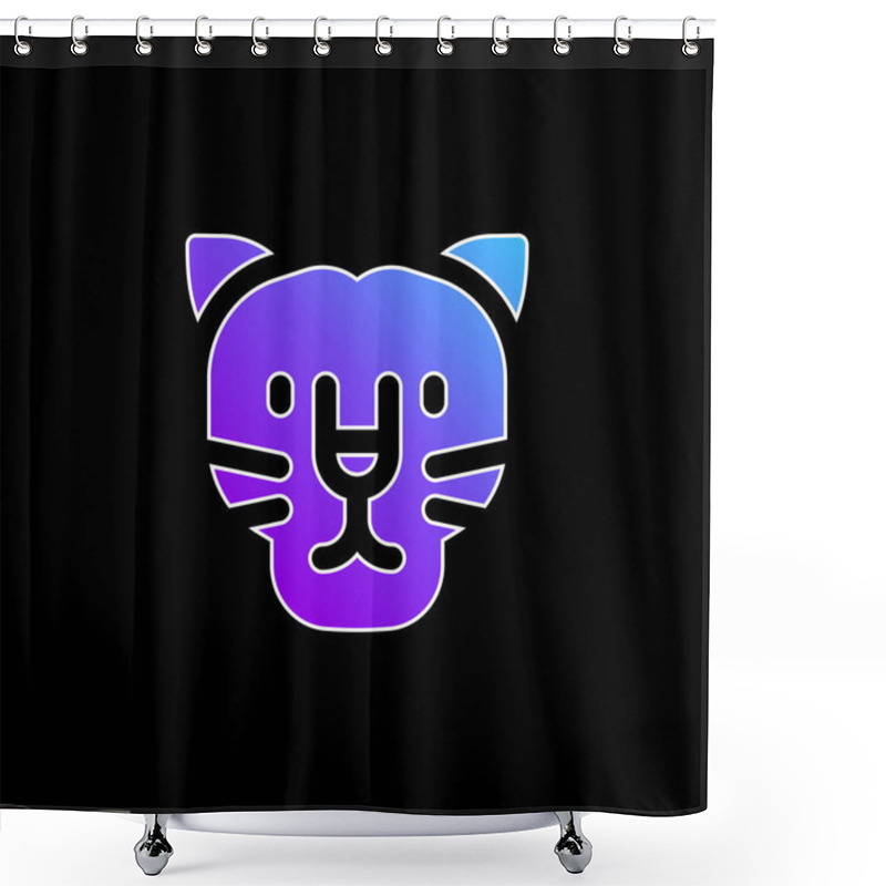 Personality  Black Panther Blue Gradient Vector Icon Shower Curtains