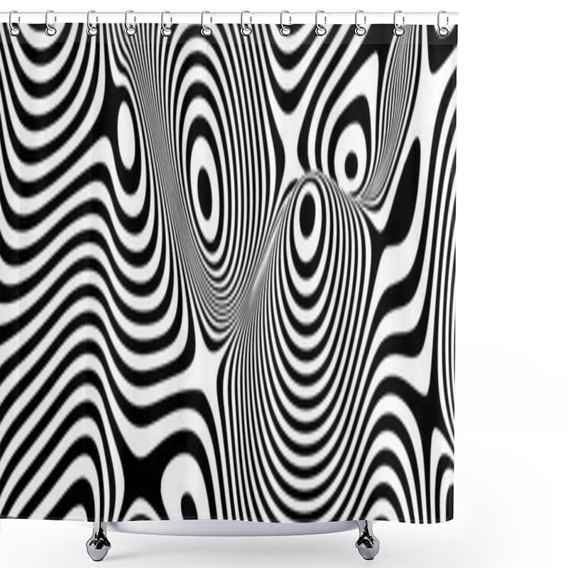 Personality  Optical Illusion Vector. Stripe Perspective, Curve Stripes. EPS 10 Shower Curtains