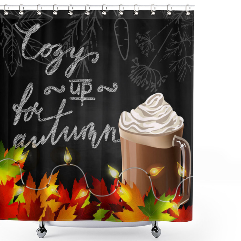 Personality  Chalkboard With Autumn Leaves Shower Curtains