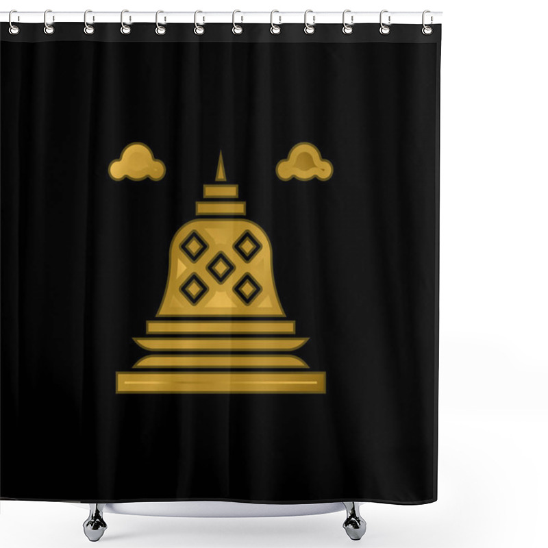 Personality  Borobudur Gold Plated Metalic Icon Or Logo Vector Shower Curtains