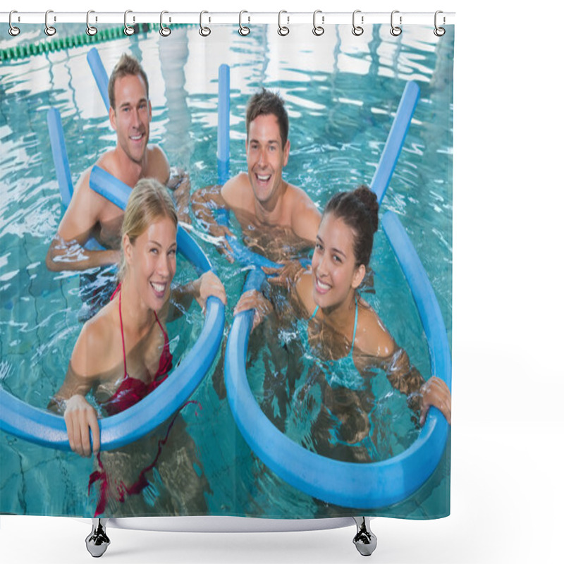 Personality  Fitness Class Doing Aqua Aerobics Shower Curtains