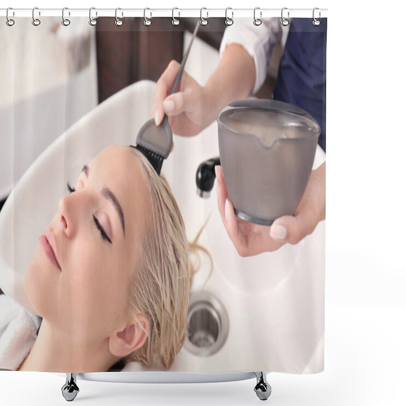 Personality  Hairdresser Putting Mask Shower Curtains