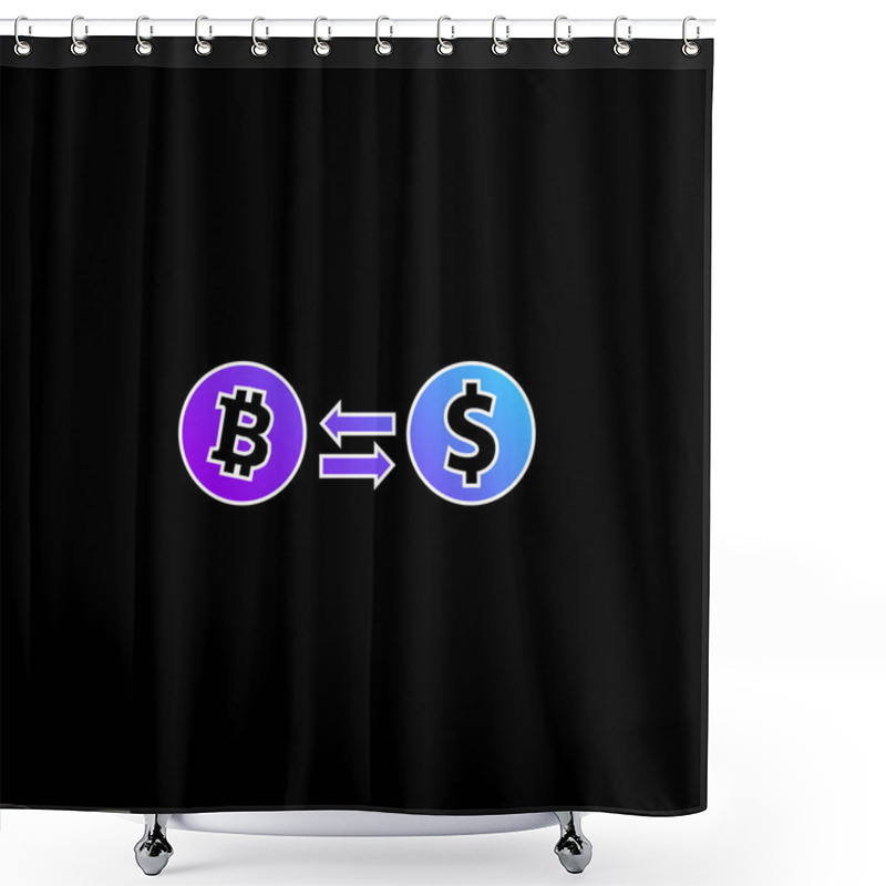 Personality  Bitcoin To Dollar Exchange Rate Symbol Blue Gradient Vector Icon Shower Curtains