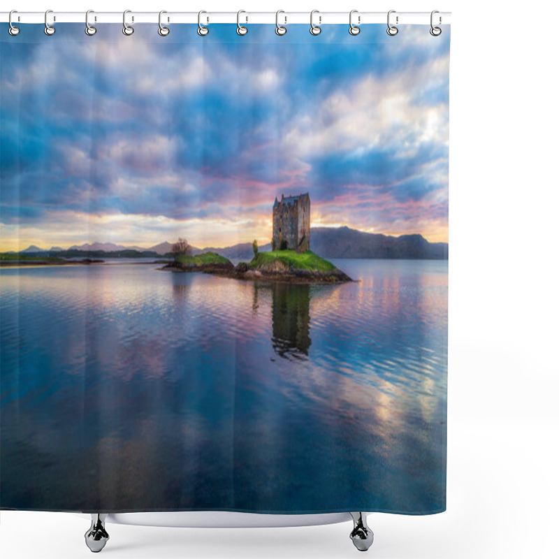 Personality  Ruins Of Castle Stalker At Sunset Shower Curtains