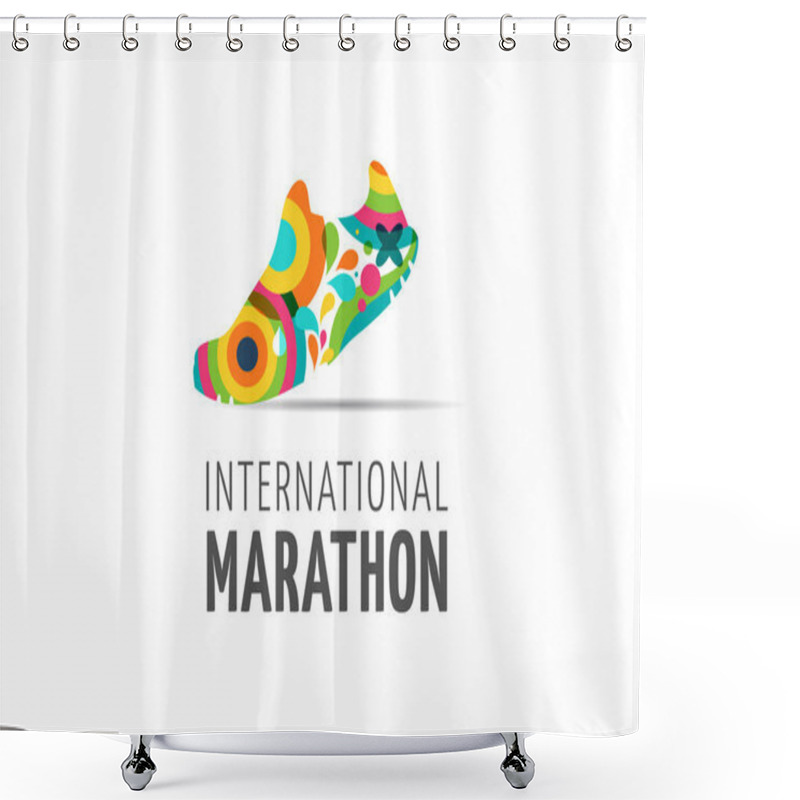 Personality  Run Icon, Symbol, Marathon Poster And Logo Shower Curtains