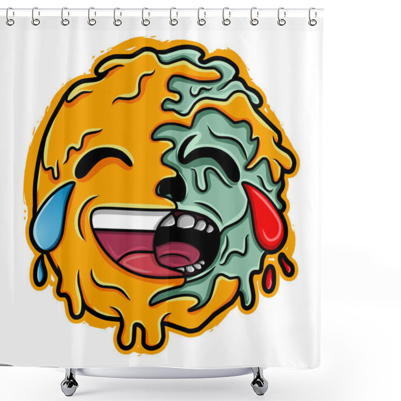 Personality  The Monster Half Skull Emoticon Shower Curtains