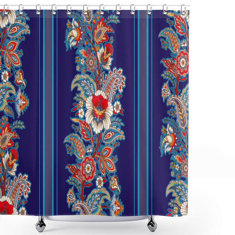 Personality  Seamless Floral Painted Textile In The Manner Of Indian Production Shower Curtains