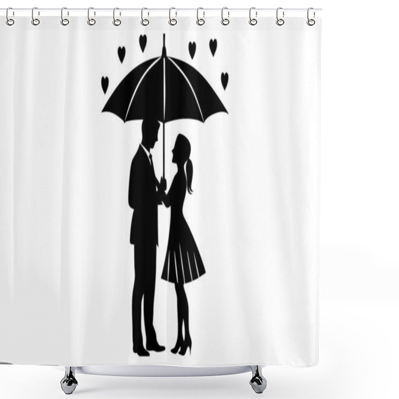 Personality  A Couple Is Standing Together In A Loved Silhouette Design Shower Curtains