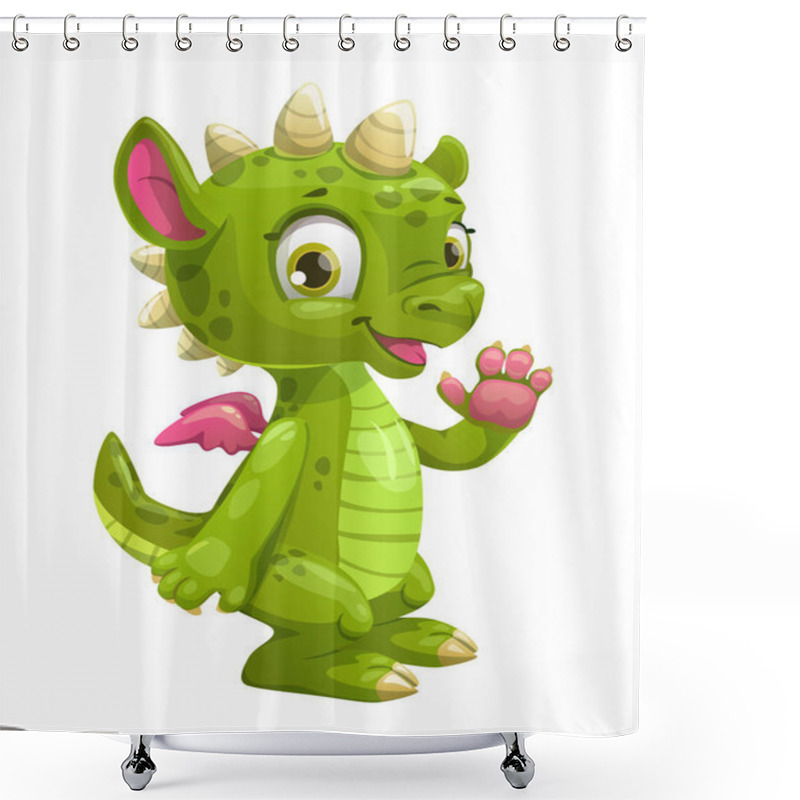 Personality  Little Cute Cartoon Green Dragon Shower Curtains