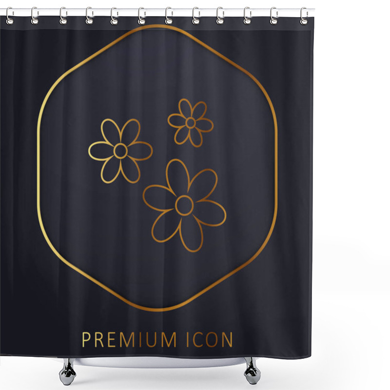 Personality  3 Flowers Golden Line Premium Logo Or Icon Shower Curtains