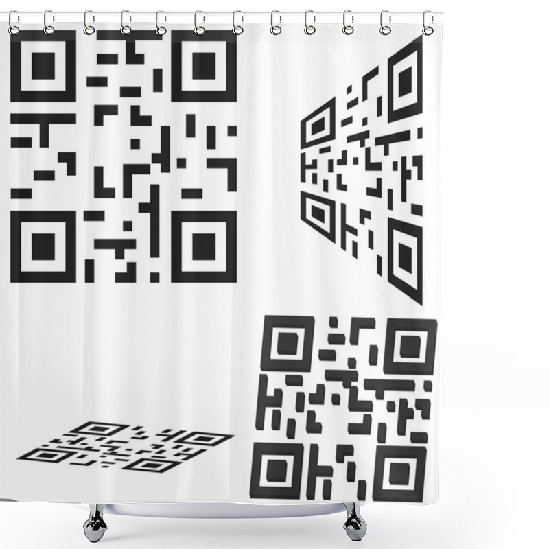 Personality  Set Of Qr Code And Flash Code Shower Curtains