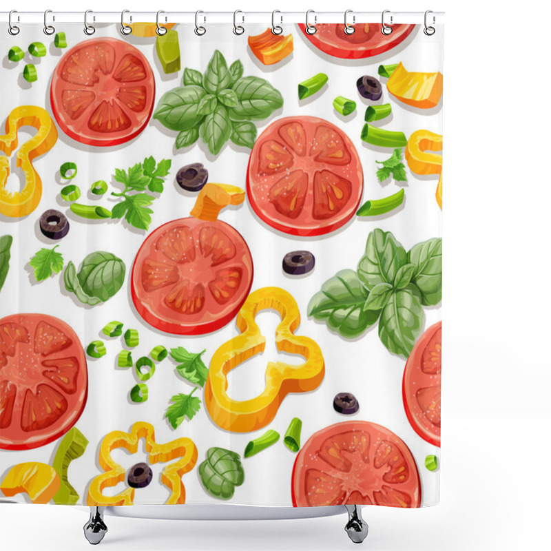 Personality  Seamless Pattern From Vegetables And Herbs Shower Curtains