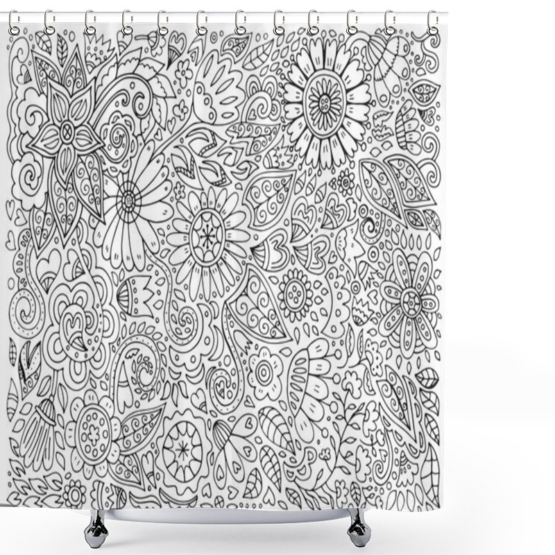 Personality  Floral Doodle Pattern Shower Curtains