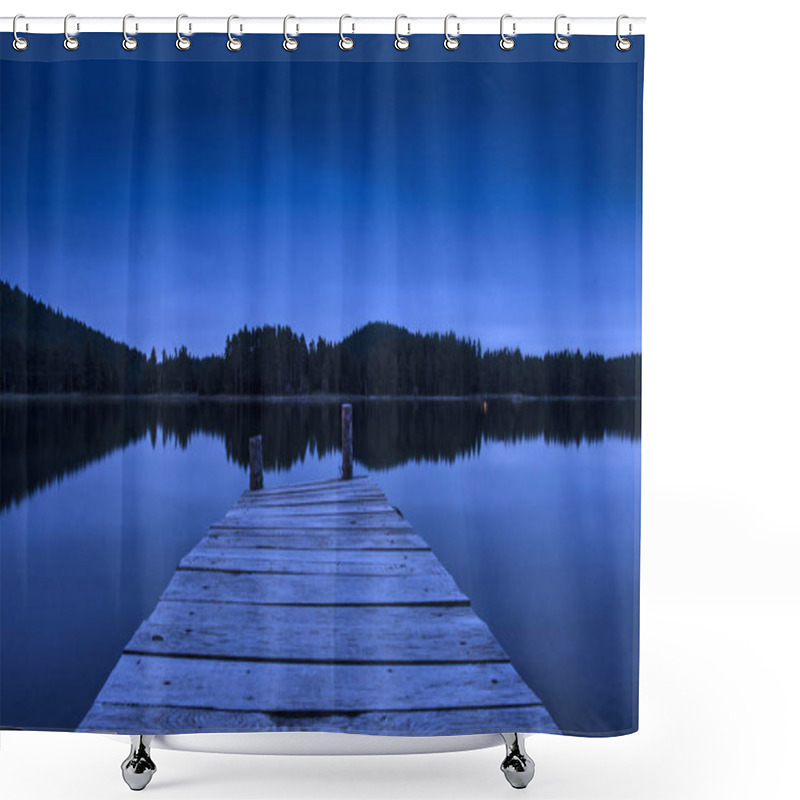 Personality  Pier On A Lake In The Night Shower Curtains