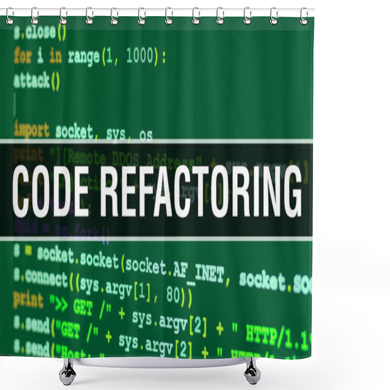 Personality  Code Refactoring With Digital Java Code Text. Code Refactoring A Shower Curtains