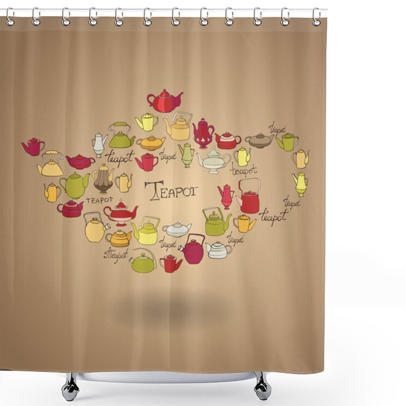 Personality  Doodle Teapots Background Shower Curtains