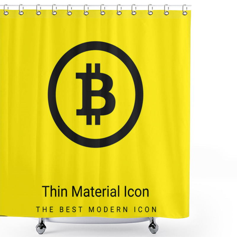 Personality  Bitcoin Minimal Bright Yellow Material Icon Shower Curtains