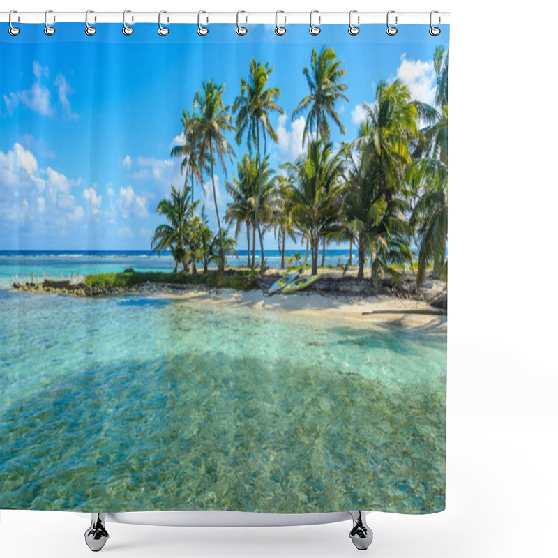 Personality  Paradise Beach On Island Carrie Bow Cay Field Station, Caribbean Sea, Belize. Shower Curtains