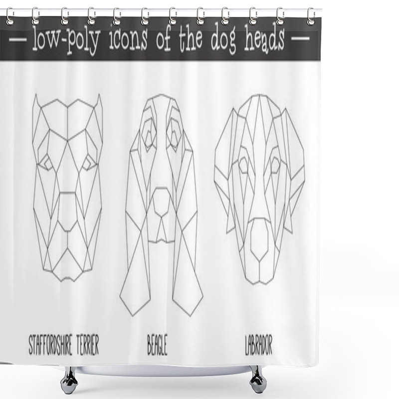 Personality  Front View Of Dog Head Triangular Icon Set Shower Curtains