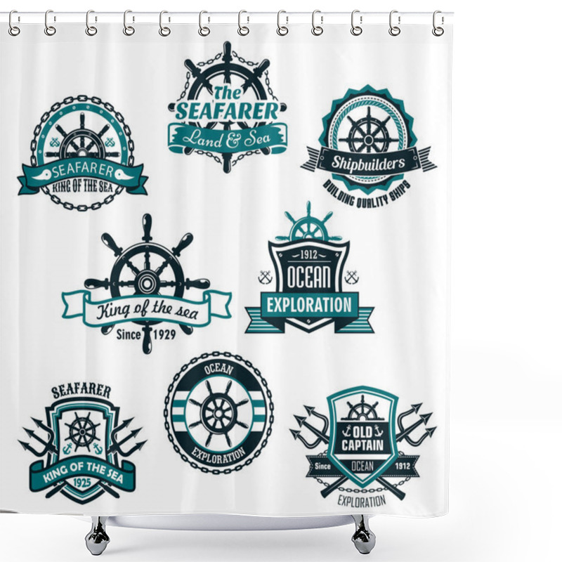 Personality  Nautical And Marine Anchors Vector Icons Set Shower Curtains