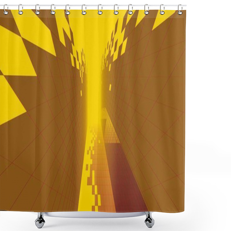 Personality  3D Illustration Architecture Building Perspective Lines. Shower Curtains