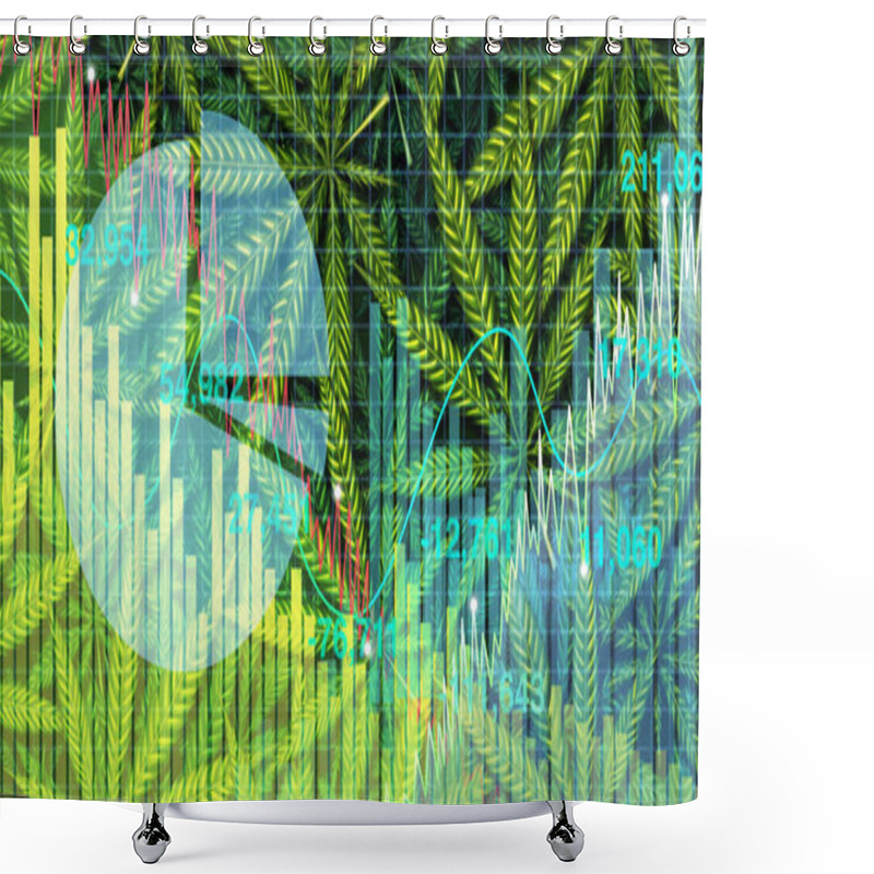 Personality  Marijuana Stocks And Investing In Cannabis Stock As A Business Selling Pot And Seed On The Stock Market In A 3D Illustration Style. Shower Curtains