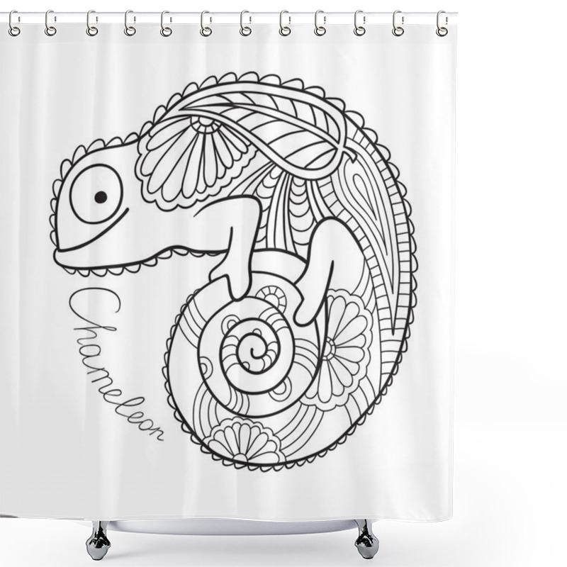 Personality  Cute Chameleon In Ethnic Style. Shower Curtains