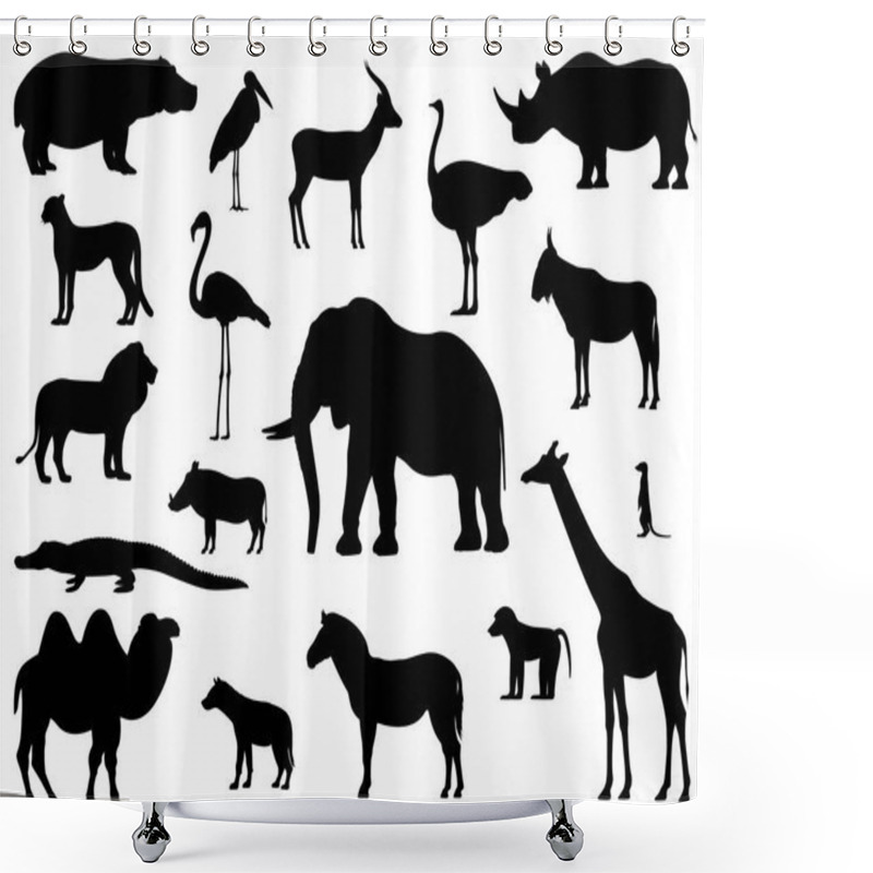 Personality  Set Silhouette Standing African Animals Shower Curtains