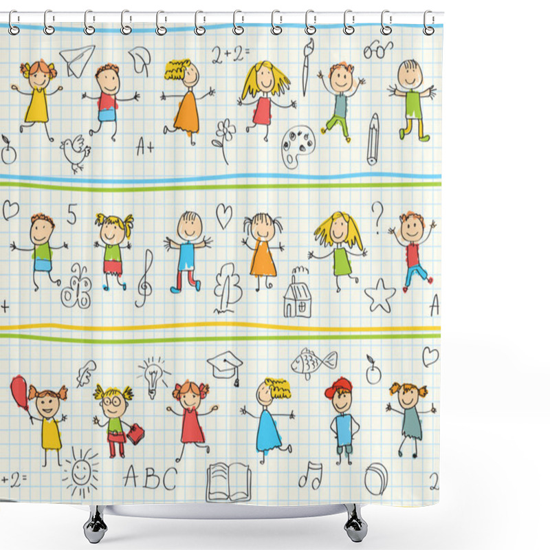 Personality  Children's Drawings In The School Notebook Shower Curtains