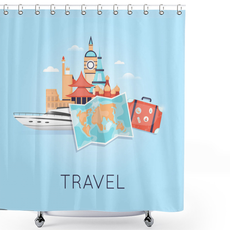 Personality  Travel On A Yacht. Tourism And Vacation Theme Shower Curtains