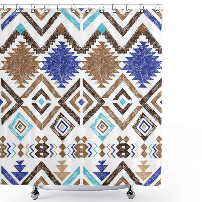 Personality  Hand Drawn Tribal Seamless Pattern Shower Curtains