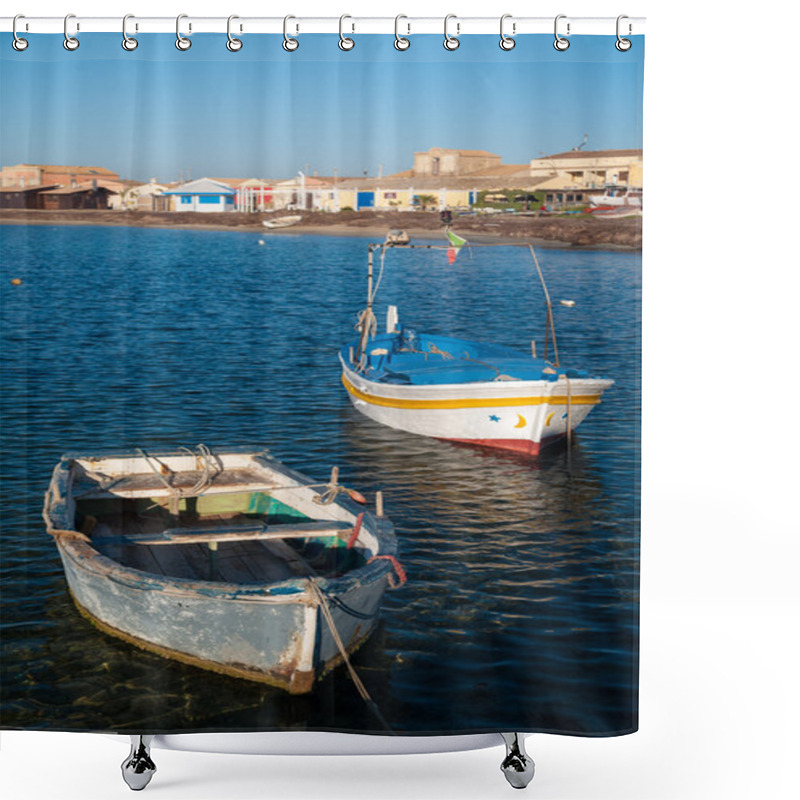 Personality  Mediterranean Fishing Village Shower Curtains