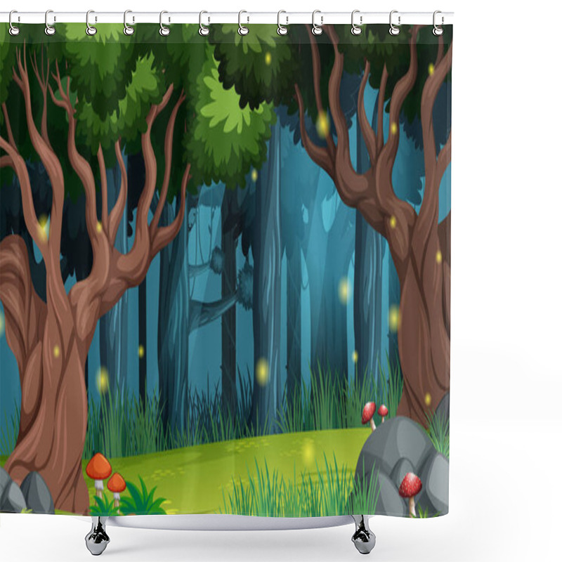 Personality  Enchanted Forest Landscape Background Illustration Shower Curtains