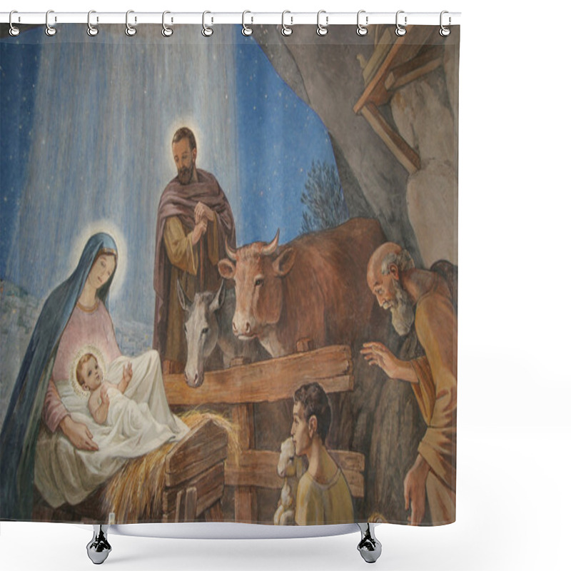 Personality  Nativity Scene, Bethlehem Shepherds Field Church Shower Curtains