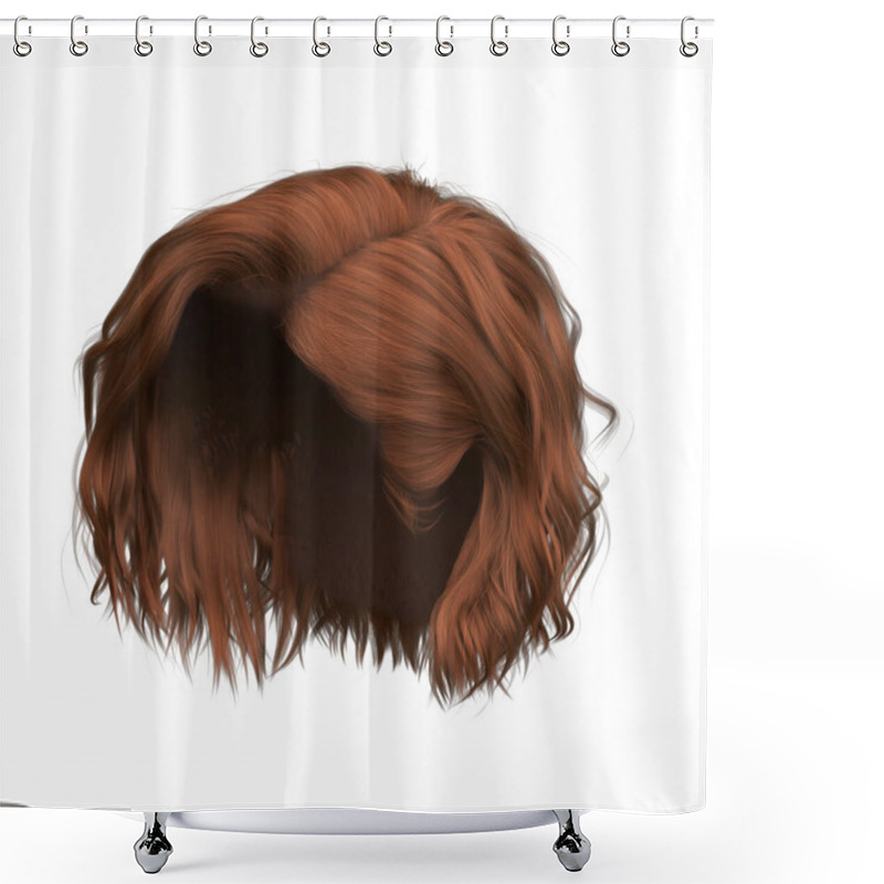 Personality  3d Render Illustration Beauty Short Ginger Red Hair Isolated Shower Curtains