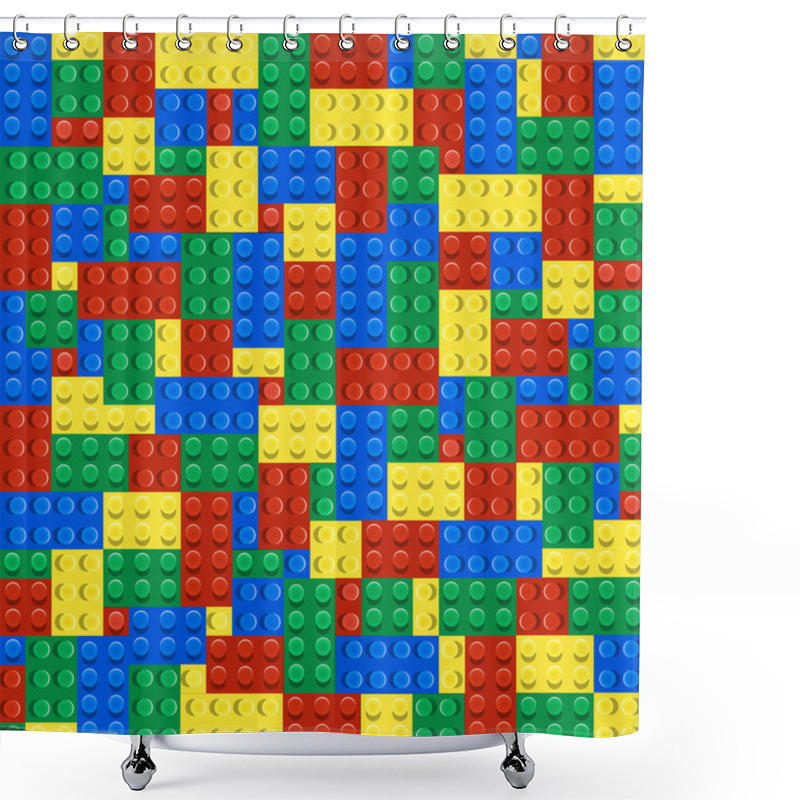 Personality  Background Of Plastic Building Blocks Shower Curtains